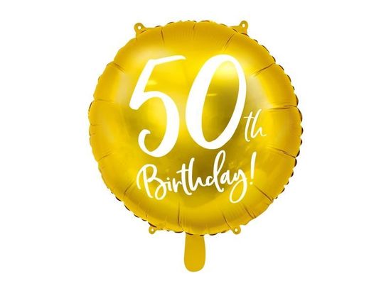 Balón foliový 50. narozeniny zlatý - 45cm