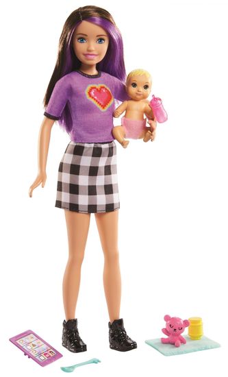 Mattel Barbie Chůva Skipper s miminkem a doplňky GRP10