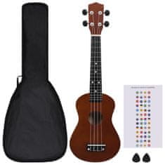 Vidaxl Set soprano ukulele s obalem pro děti tmavé dřevo 23"