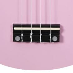 Greatstore Set soprano ukulele s obalem pro děti růžové 23"