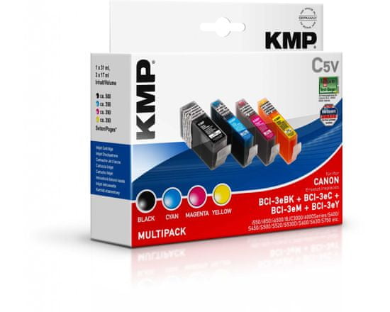 KMP Canon BCI-3e BK/C/M/Y Multipack (Canon BCI 3e BK/C/M/Y Multipack) sada inkoustů pro tiskárny Canon