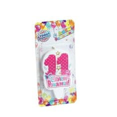 Kraftika Svíčka na narozeninový dort, číslice 11, růžová, 2 kusy