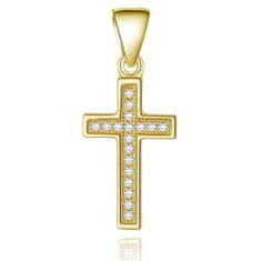Beneto Pozlacený stříbrný přívěsek Křížek AGH589-GOLD