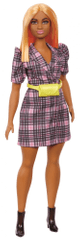 Mattel Barbie Modelka 161 - Kárované šaty se žlutou ledvinkou