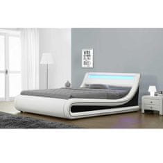 ATAN Manželská postel MANILA NEW s RGB LED osvětlením, 183x200 cm - bílá/černá
