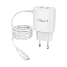 DUDAO A2Pro 2x USB nabíječka s USB-C káblom 2.4A, bíla