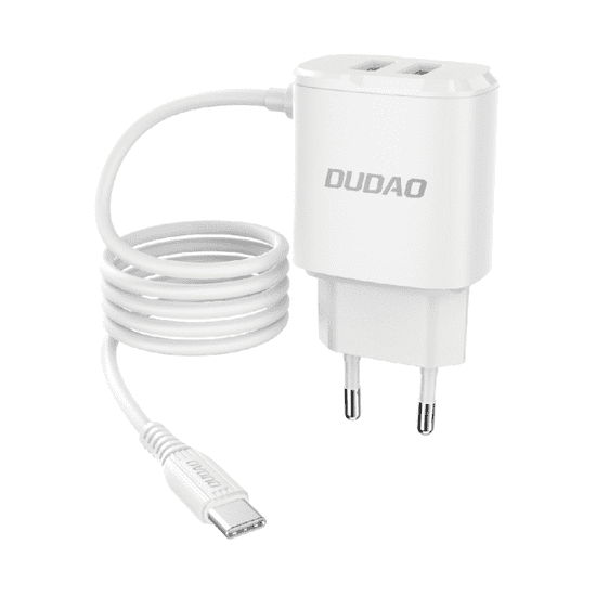 DUDAO A2Pro 2x USB nabíječka s USB-C káblom 2.4A, bíla