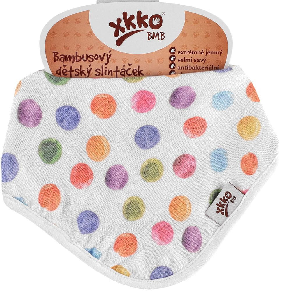 XKKO Bambusový slintáček BMB Digi - Watercolour Polka Dots (1ks)