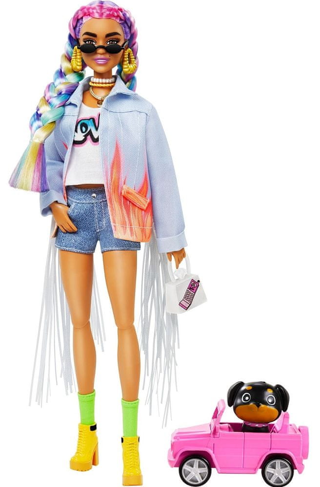 Mattel Barbie Extra s duhovými copánky
