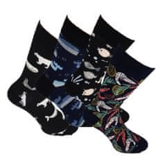 OXSOX Pánské i dámské bavlněné barevné veselé CRAZY SOCKS ponožky OX9100320 OCEAN 4-pack, 35-38