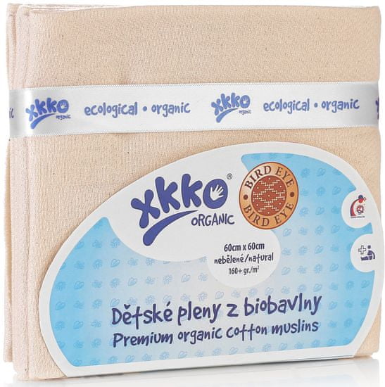 XKKO Biobavlněné pleny Organic 60x60 Bird Eye - natural - 5ks