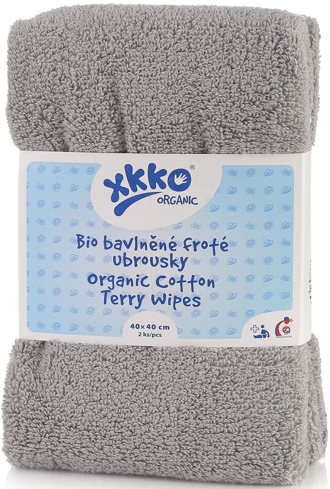 XKKO Organic Froté ubrousky 40x40 - Grey (2ks)