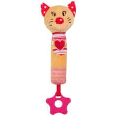Baby Mix Dětská pískací plyšová hračka s kousátkem kočka