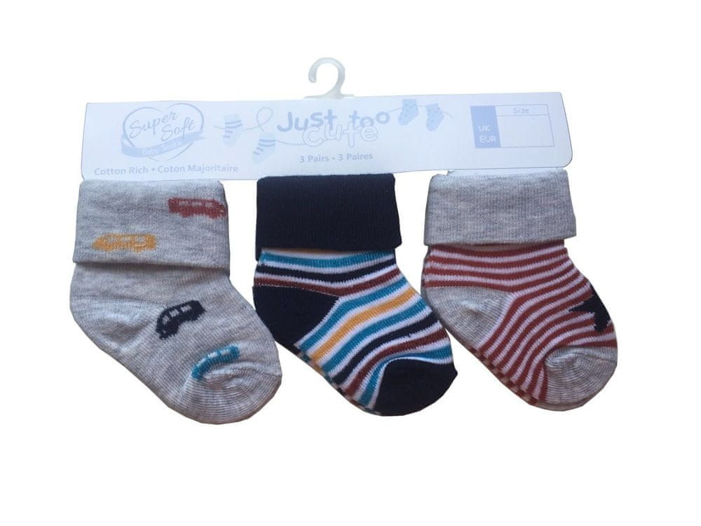 Just Too Cute 3pack chlapeckých ponožek Auta 68 vícebarevná
