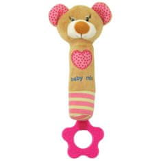 Baby Mix Dětská pískací plyšová hračka s kousátkem medvídek růžový