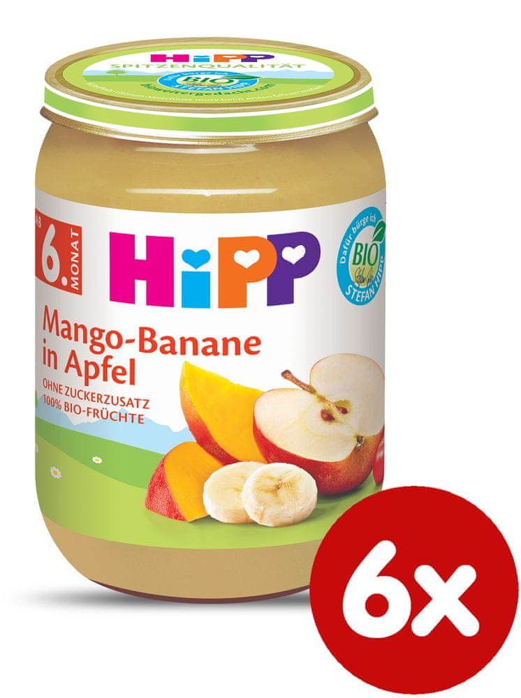 Levně HiPP BIO Jablka s mangem a banány - 6x190 g