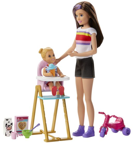 Mattel Barbie chůva herní set s jídelní židličkou