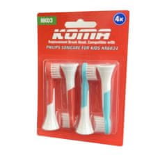 KOMA NK03 - Certifikované náhradní hlavice k elektrickým zubním kartáčkům HX6034, 4ks