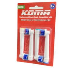 KOMA NK08 - Certifikované náhradní hlavice k elektrickým zubním kartáčkům Precision Clean, 4ks