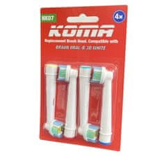 KOMA NK07 - Certifikované náhradní hlavice k elektrickým zubním kartáčkům 3D WHITE, 4ks