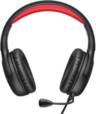 Herní kabelová sluchátka Niceboy ORYX X410 Epic (oryx-x-410-epic) 50mm měniče, nastavitelný hlavový most, drážka na brýle, paměťová pěna, PC, 7.1 prostorový zvuk, LED