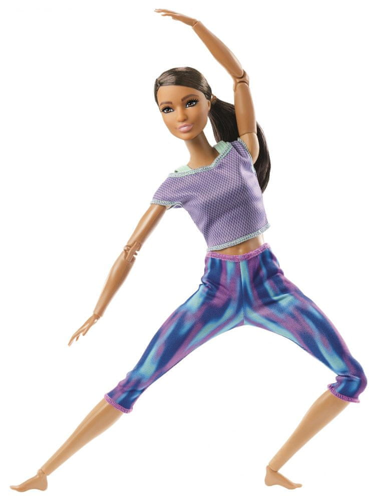 Levně Mattel Barbie V pohybu černovláska ve fialovém topu FTG80