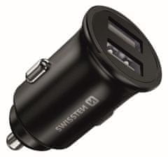 SWISSTEN CL adaptér 2× USB 4,8 A metal 20115000, černý