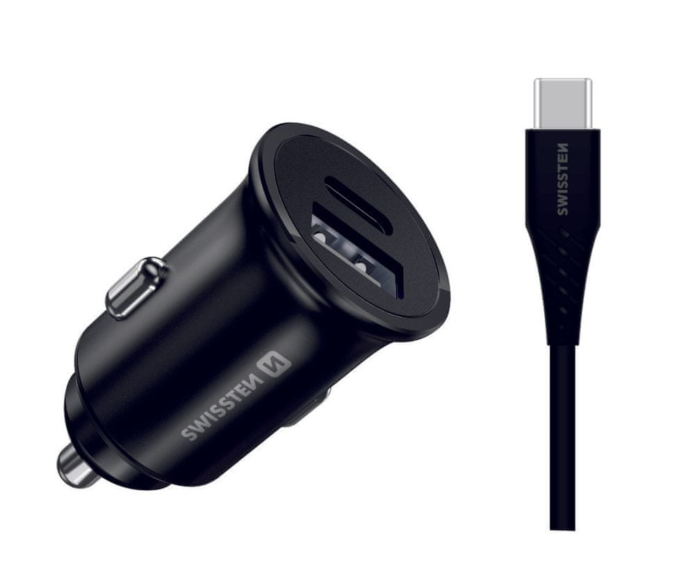 Levně SWISSTEN CL pro Samsung Super Fast Charging 25 W + kabel USB-C/USB-C 1,2 m 20117100, černý