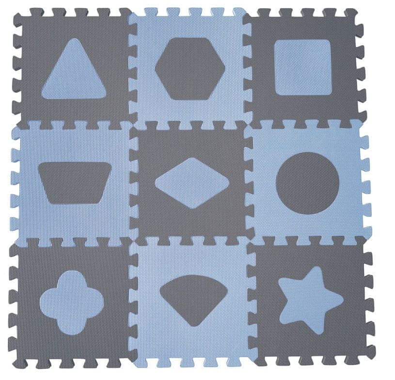 Levně BabyDan Hrací podložka puzzle Geometrické tvary, blue 90x90 cm