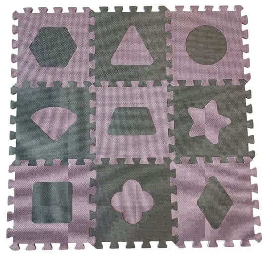 BabyDan Hrací podložka puzzle Geometrické tvary, rose 90x90 cm