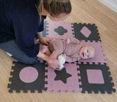BabyDan Hrací podložka puzzle Geometrické tvary, rose 90x90 cm