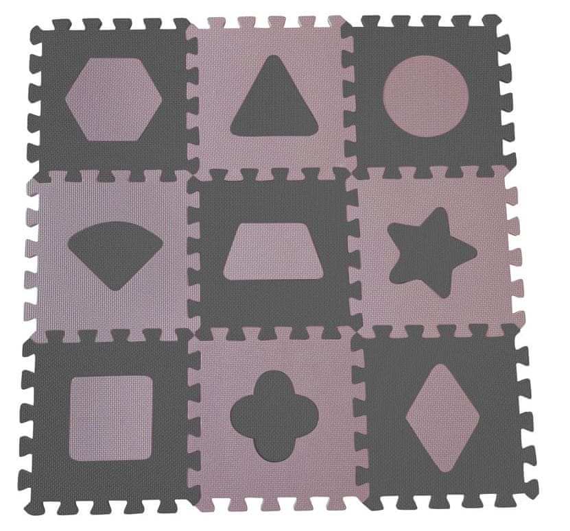 Levně BabyDan Hrací podložka puzzle Geometrické tvary, rose 90x90 cm