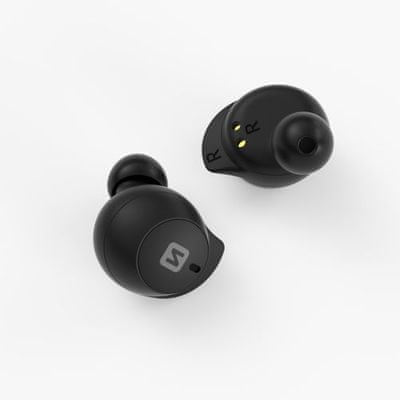 moderné slúchadlá swissten stonebuds s nabíjacím puzdrom pre 4 plné nabitie pohodlná vďaka ergonomickému tvarovaniu Bluetooth 5.0 technológia kvalitné meniče príjemne vyladený zvuk mikrofón pre handsfree hovory