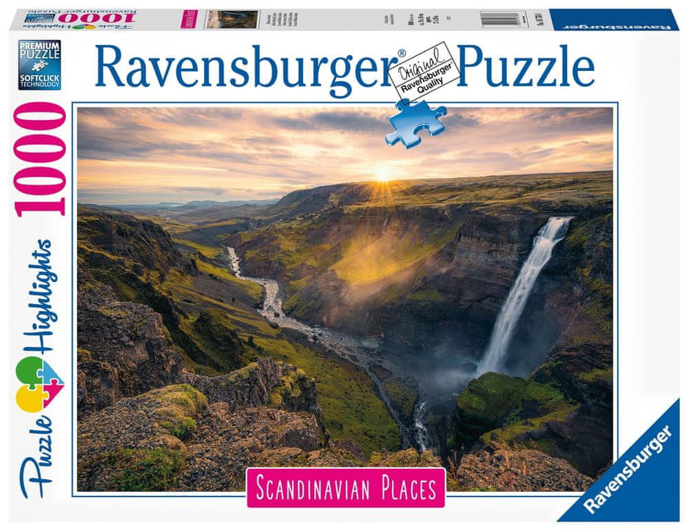 Levně Ravensburger Puzzle 167388 Skandinávie Vodopád Haifoss, Island 1000 dílků