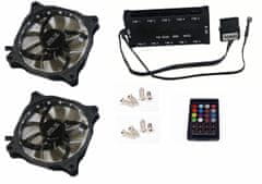 Ventilátor pro PC RGB 120mm (FullControl spot Led), set 2ks + controller