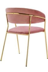 Židle MARGO špinavě růžová - velur, zlatý základ
