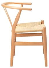 Židle WISHBONE přírodní - bukové dřevo, přírodní vlákno