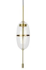 KINGHOME Závěsná lampa CHAPLIN 200 mosaz LED, sklo