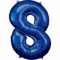 Amscan Fóliový balónek číslo 8 modrý 86cm