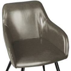 tectake 4x Židle Marilyn umělá kůže - tmavě šedá-černá