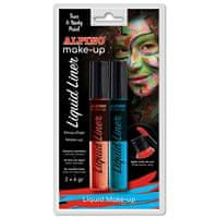 Alpino MakeUp barva na obličej Liquid Liner 2ks/6 gr, modrá a červená