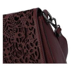 Delami Vera Pelle Luxusní dámská kožená kabelka Carving design Valieri, vínová
