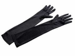 Kraftika 12pár (43 cm) černá dlouhé společenské rukavice saténové