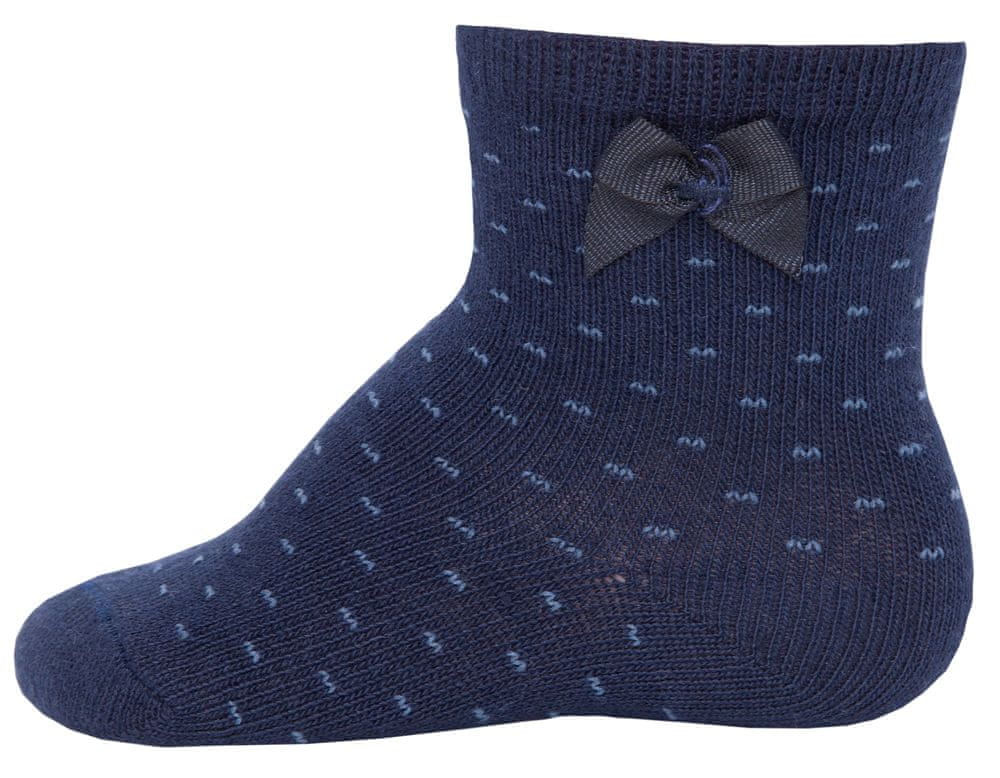 EWERS dívčí ponožky s mašličkou a tečkami 20530 18-19 tmavě modrá