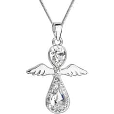 Evolution Group Něžný stříbrný náhrdelník Anděl s krystaly Swarovski 32072.1 (řetízek, přívěsek)