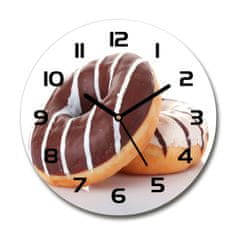 Wallmuralia Skleněné hodiny kulaté Zákusky s čokoládou bílé fi 30 cm