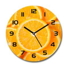 Wallmuralia Skleněné hodiny kulaté Plátky pomerančů bílé fi 30 cm