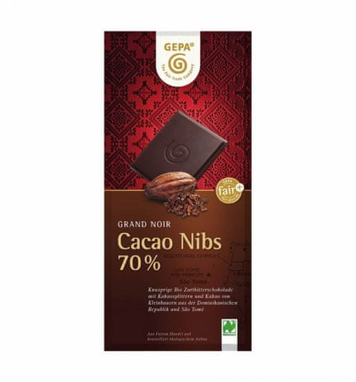 Gepa Bio hořká čokoláda s kousky kakaa 100 g