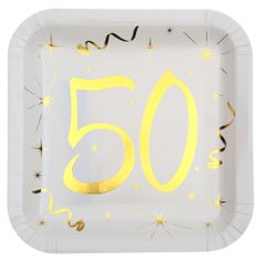 Santex Papírové talíře 50 narozeniny zlaté 23cm 10ks