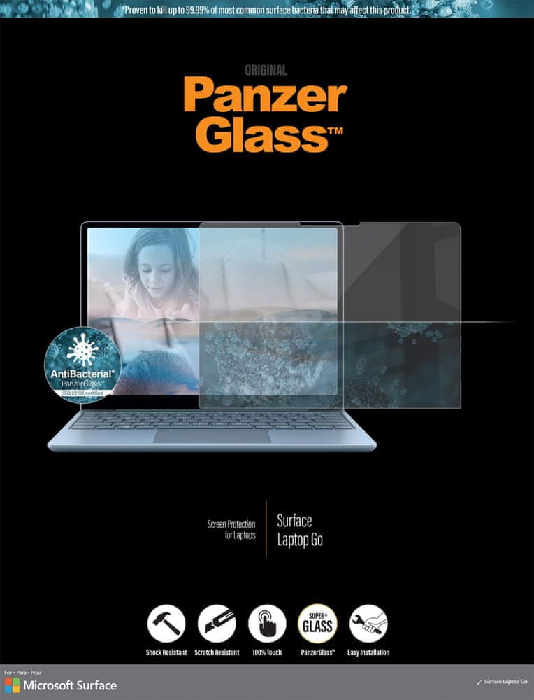 Levně PanzerGlass Edge-to-Edge Antibacterial pro Microsoft Surface Laptop Go 6259